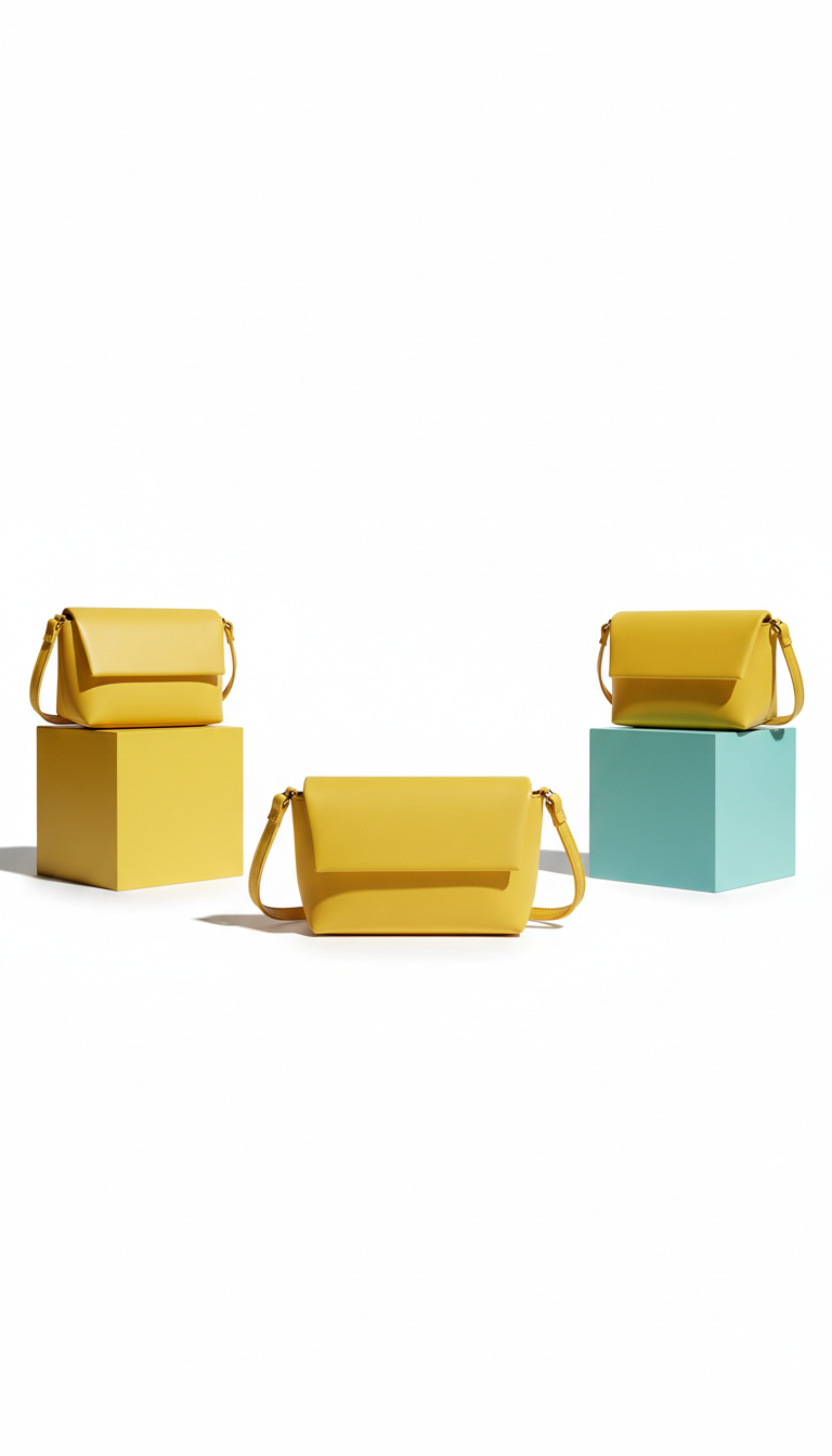 Electric yellow sculptural crossbody bag