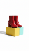 Vivid red block-heel ankle boots