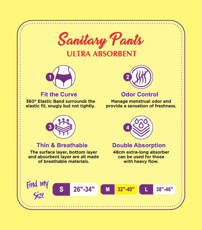 EziPants Ultra Absorbent Sanitary Pants (Medium) | 12-Hour Leak Protection | Pack of 10