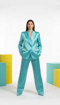 Aqua silk power blazer