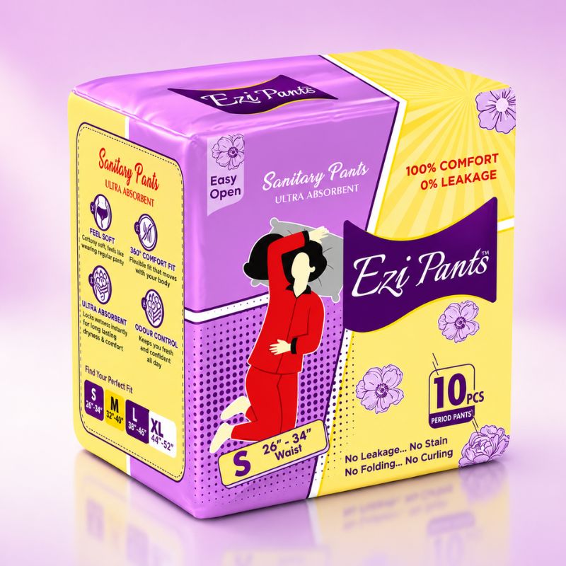 EziPants Ultra Absorbent Sanitary Pants (Small) | 12-Hour Leak Protection | 10-Pack Period Underwear