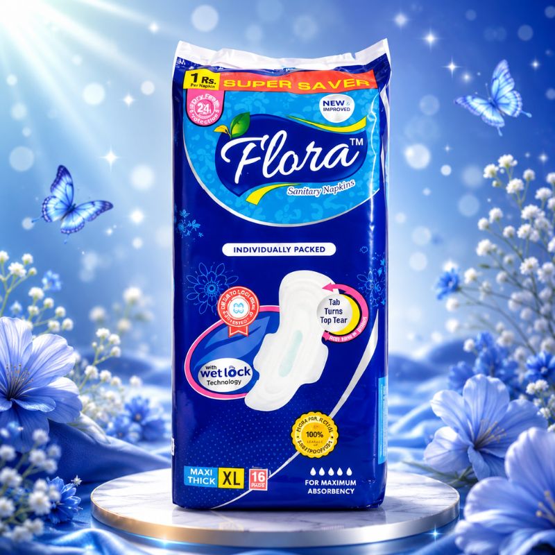 Flora Maxi Thick XXL Sanitary Napkins – 16 Individually Packed Pads