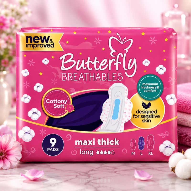 Butterfly Maxi Thick Cottony Long Sanitary Pads – 9 Pads